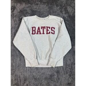 Vintage Bates College Sweatshirt Crewneck Pullover Light Gray Size S USA Made
